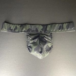 Shiny Metallic Camo Pouch Thong Bikini - Medium